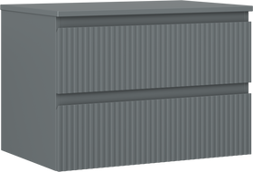 Mexen Rivel szafka łazienkowa podumywalkowa 70 cm z blatem, 2 szuflady, ryflowana , grafit mat - 91A20-07047-2-BFFC66