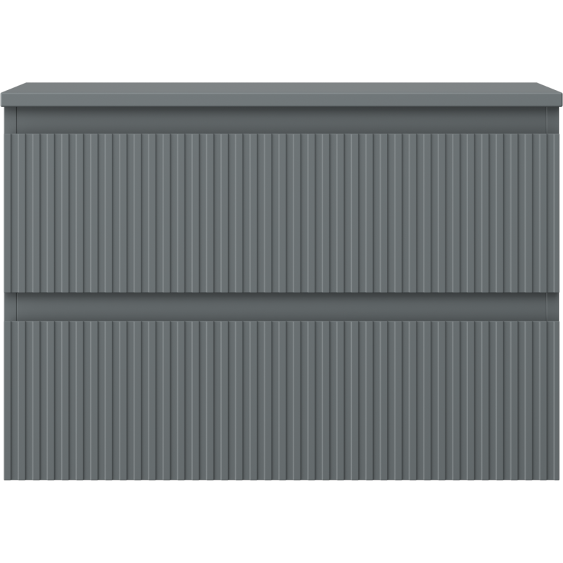 Mexen Rivel szafka łazienkowa podumywalkowa 70 cm z blatem, 2 szuflady, ryflowana , grafit mat - 91A20-07047-2-BFFC66