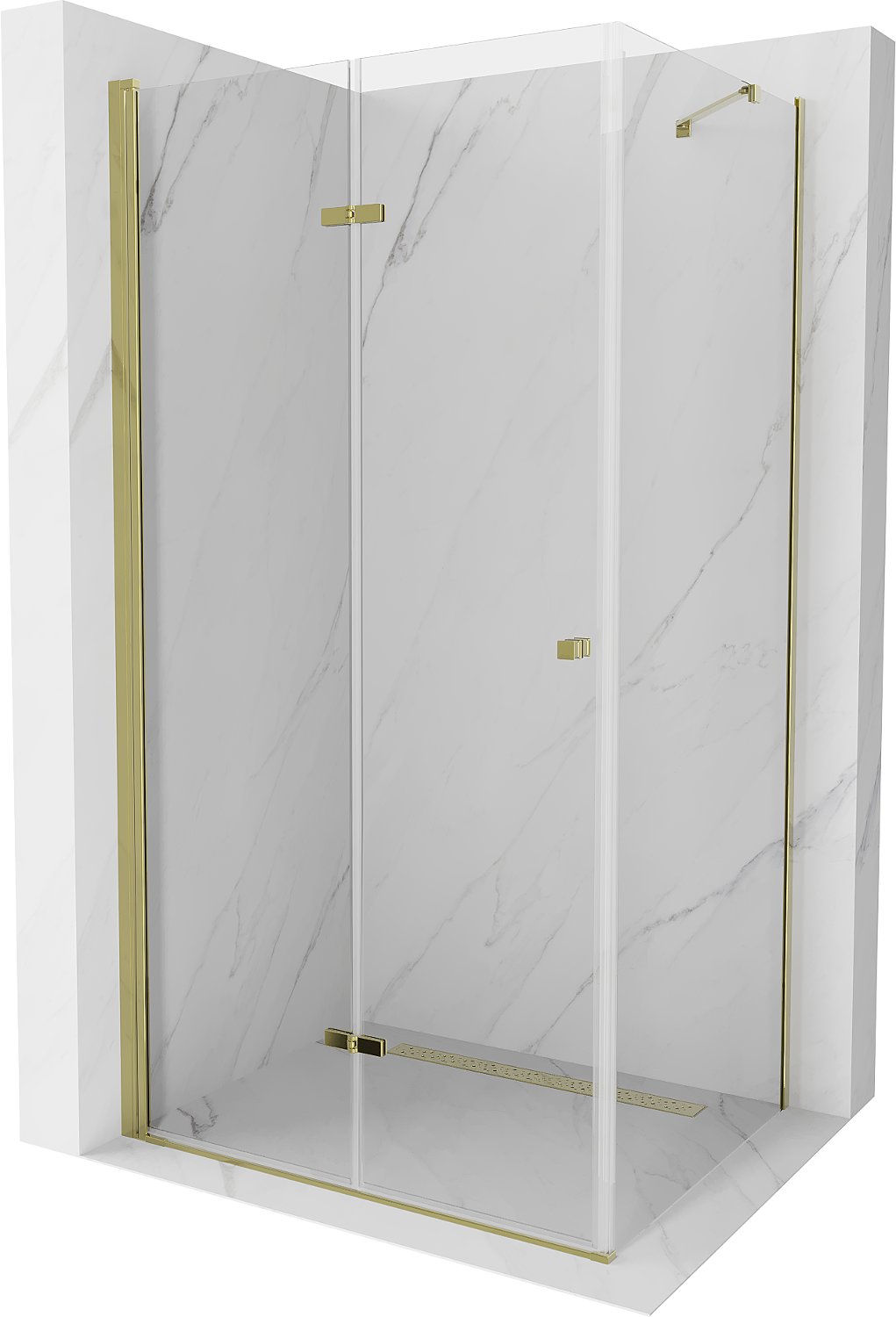 Mexen Lima kabina prysznicowa składana 90 x 80 cm, transparent, złota - 856-090-080-50-00