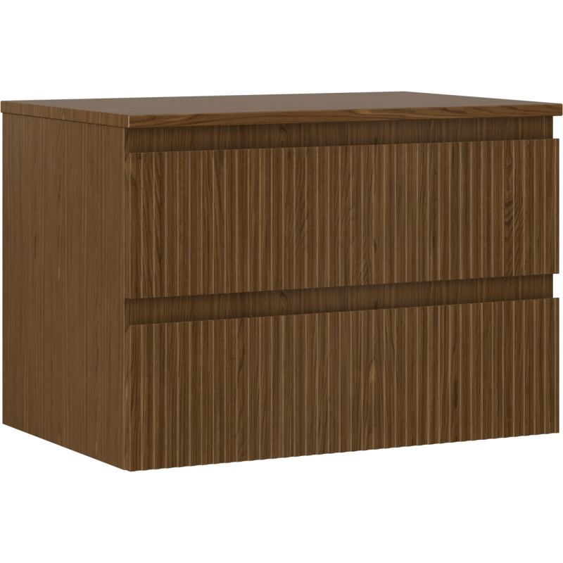 Mexen Rivel szafka łazienkowa podumywalkowa 70 cm z blatem, 2 szuflady, ryflowana , orzech - 91A20-07047-2-BFFC86