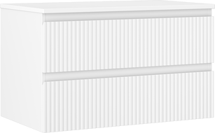 Mexen Rivel szafka łazienkowa podumywalkowa 80 cm z blatem, 2 szuflady, ryflowana , biała mat - 91A20-08047-2-BFFC01