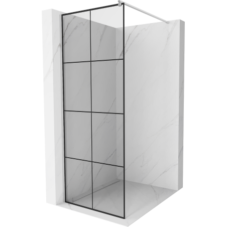 Mexen Kioto ścianka prysznicowa Walk-in 90 x 200 cm, czarna kratka 8 mm, chrom - 800-090-101-01-77