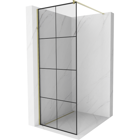 Mexen Kioto ścianka prysznicowa Walk-in 70 x 200 cm, czarna kratka 8 mm, złota - 800-070-101-50-77