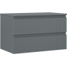 Mexen Rivel szafka łazienkowa podumywalkowa 80 cm z blatem, 2 szuflady, ryflowana , grafit mat - 91A20-08047-2-BFFC66