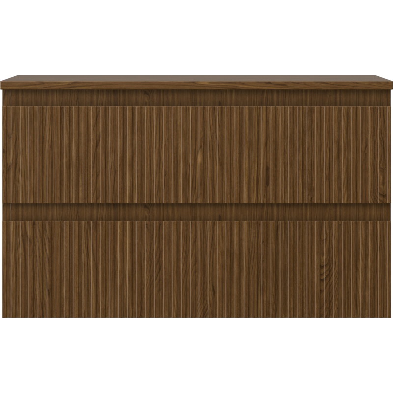 Mexen Rivel szafka łazienkowa podumywalkowa 80 cm z blatem, 2 szuflady, ryflowana , orzech - 91A20-08047-2-BFFC86