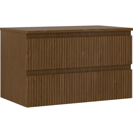 Mexen Rivel szafka łazienkowa podumywalkowa 80 cm z blatem, 2 szuflady, ryflowana , orzech - 91A20-08047-2-BFFC86