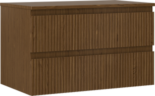 Mexen Rivel szafka łazienkowa podumywalkowa 80 cm z blatem, 2 szuflady, ryflowana , orzech - 91A20-08047-2-BFFC86