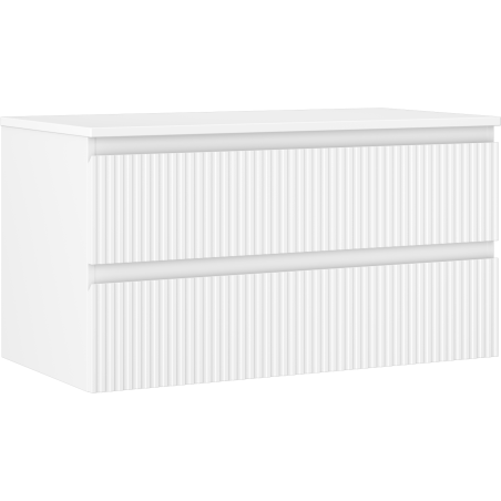 Mexen Rivel szafka łazienkowa podumywalkowa 90 cm z blatem, 2 szuflady, ryflowana , biała mat - 91A20-09047-2-BFFC01