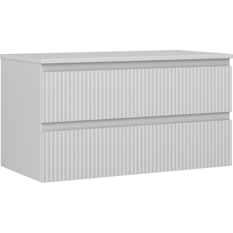 Mexen Rivel szafka łazienkowa podumywalkowa 90 cm z blatem, 2 szuflady, ryflowana , szara mat - 91A20-09047-2-BFFC62