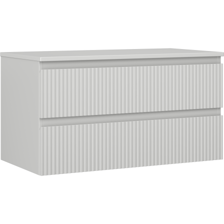 Mexen Rivel szafka łazienkowa podumywalkowa 90 cm z blatem, 2 szuflady, ryflowana , szara mat - 91A20-09047-2-BFFC62