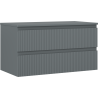Mexen Rivel szafka łazienkowa podumywalkowa 90 cm z blatem, 2 szuflady, ryflowana , grafit mat - 91A20-09047-2-BFFC66