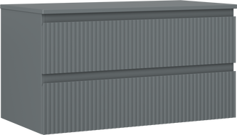 Mexen Rivel szafka łazienkowa podumywalkowa 90 cm z blatem, 2 szuflady, ryflowana , grafit mat - 91A20-09047-2-BFFC66