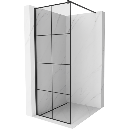 Mexen Kioto ścianka prysznicowa Walk-in 70 x 200 cm, czarna kratka 8 mm, czarna - 800-070-101-70-77