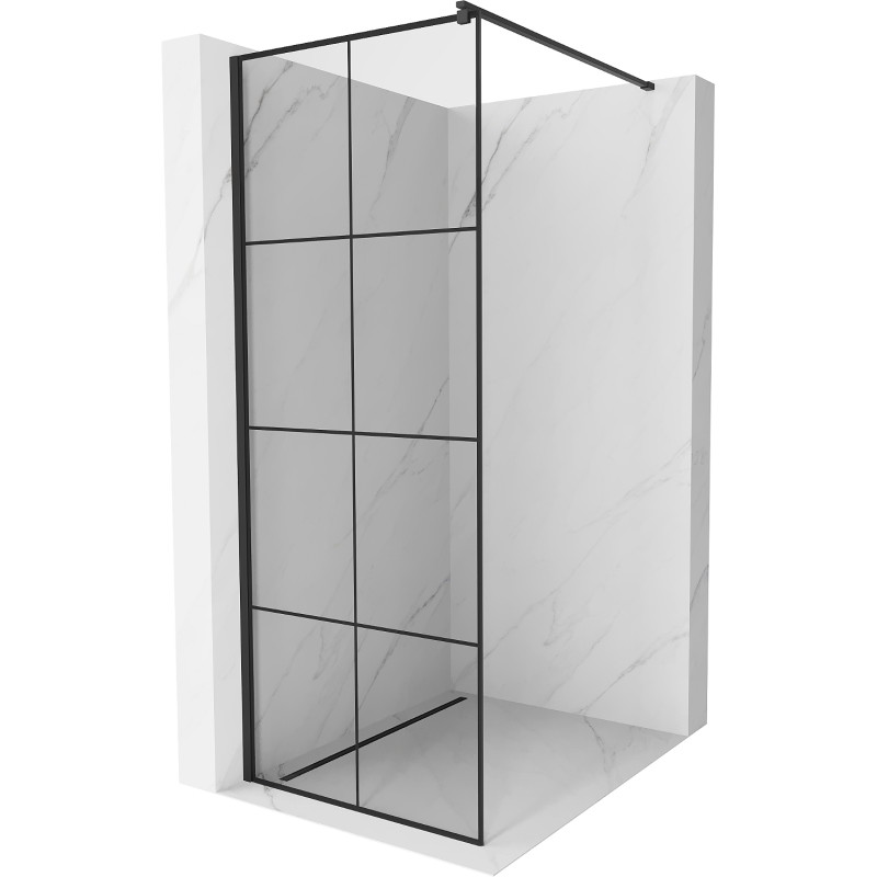 Mexen Kioto ścianka prysznicowa Walk-in 80 x 200 cm, czarna kratka 8 mm, czarna - 800-080-101-70-77