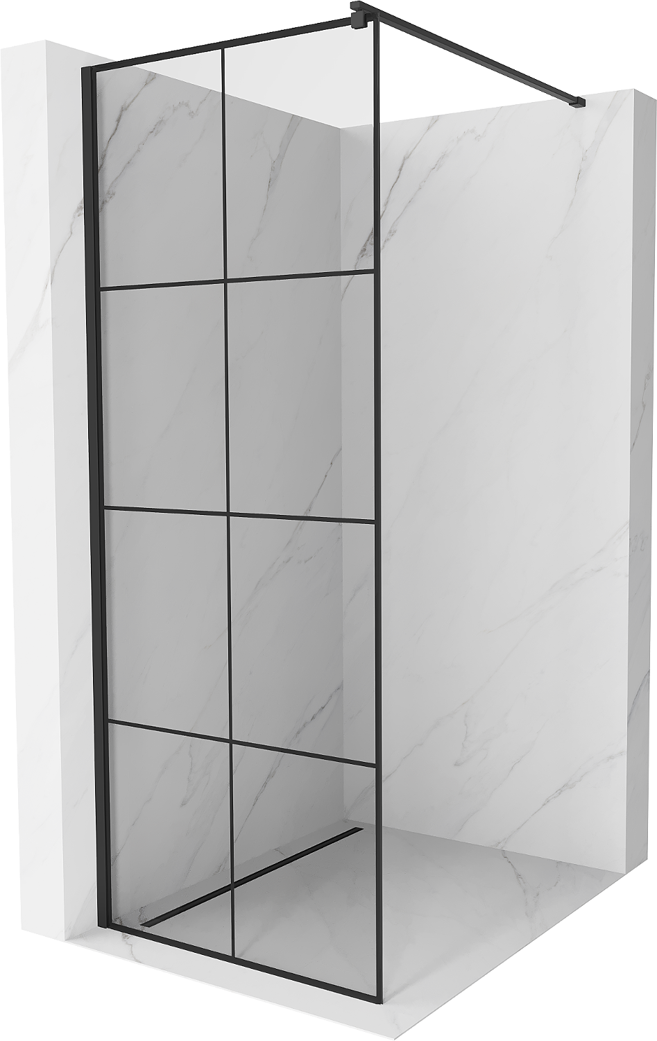 Mexen Kioto ścianka prysznicowa 80 x 200 cm, transparent/czarny wzór 8 mm, czarna - 800-080-101-70-77