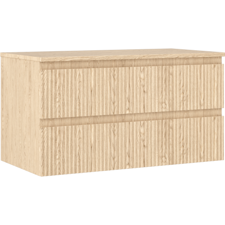 Mexen Rivel szafka łazienkowa podumywalkowa 90 cm z blatem, 2 szuflady, ryflowana , dąb - 91A20-09047-2-BFFC81
