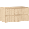 Mexen Rivel szafka łazienkowa podumywalkowa 90 cm z blatem, 2 szuflady, ryflowana , dąb - 91A20-09047-2-BFFC81