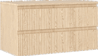 Mexen Rivel szafka łazienkowa podumywalkowa 90 cm z blatem, 2 szuflady, ryflowana , dąb - 91A20-09047-2-BFFC81