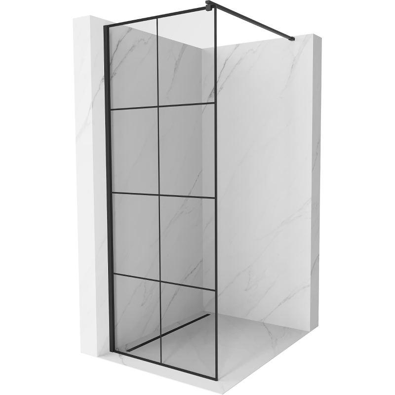 Mexen Kioto ścianka prysznicowa Walk-in 90 x 200 cm, czarna kratka 8 mm, czarna - 800-090-101-70-77