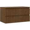 Mexen Rivel szafka łazienkowa podumywalkowa 90 cm z blatem, 2 szuflady, ryflowana , orzech - 91A20-09047-2-BFFC86