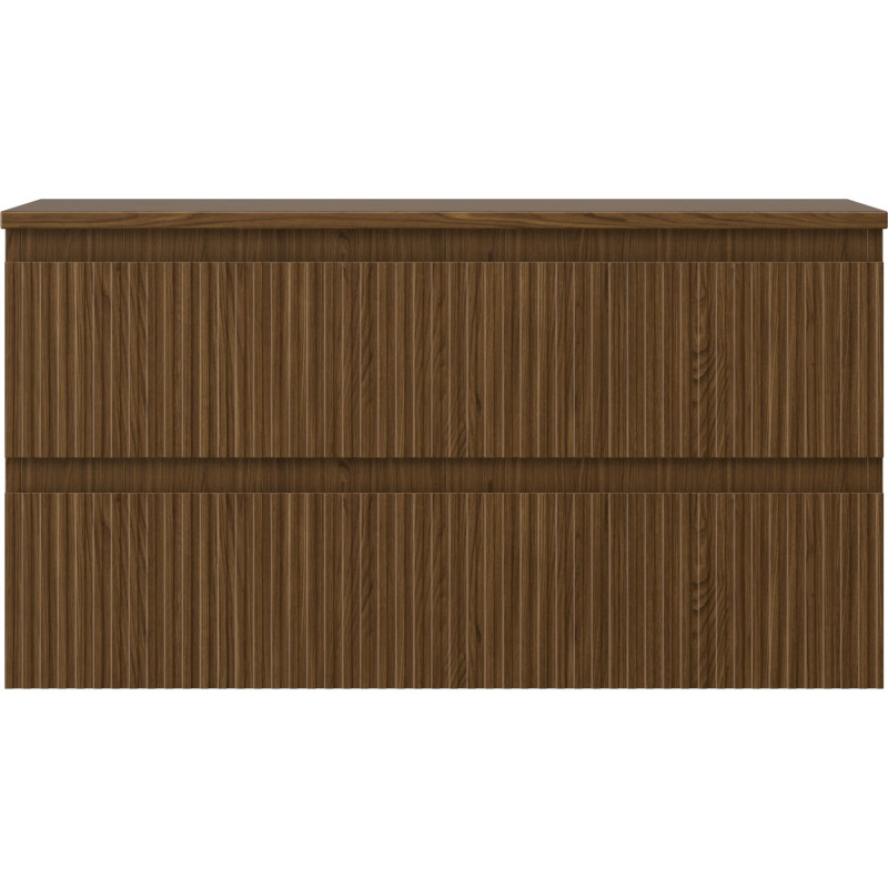 Mexen Rivel szafka łazienkowa podumywalkowa 90 cm z blatem, 2 szuflady, ryflowana , orzech - 91A20-09047-2-BFFC86