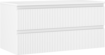 Mexen Rivel szafka łazienkowa podumywalkowa 100 cm z blatem, 2 szuflady, ryflowana , biała mat - 91A20-10047-2-BFFC01