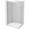 Mexen Lima kabina prysznicowa składana 80 x 90 cm, transparent, złota + brodzik Flat - 856-080-090-50-00-4010
