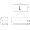 Mexen Rivel szafka łazienkowa podumywalkowa 100 cm z blatem, 2 szuflady, ryflowana , szara mat - 91A20-10047-2-BFFC62