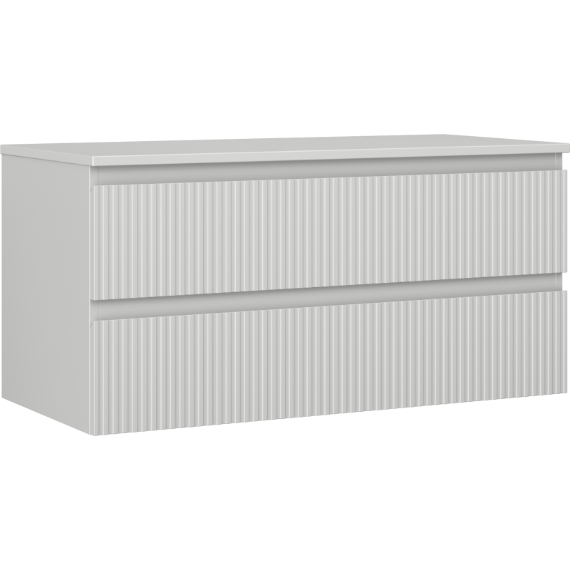 Mexen Rivel szafka łazienkowa podumywalkowa 100 cm z blatem, 2 szuflady, ryflowana , szara mat - 91A20-10047-2-BFFC62