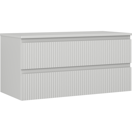 Mexen Rivel szafka łazienkowa podumywalkowa 100 cm z blatem, 2 szuflady, ryflowana , szara mat - 91A20-10047-2-BFFC62