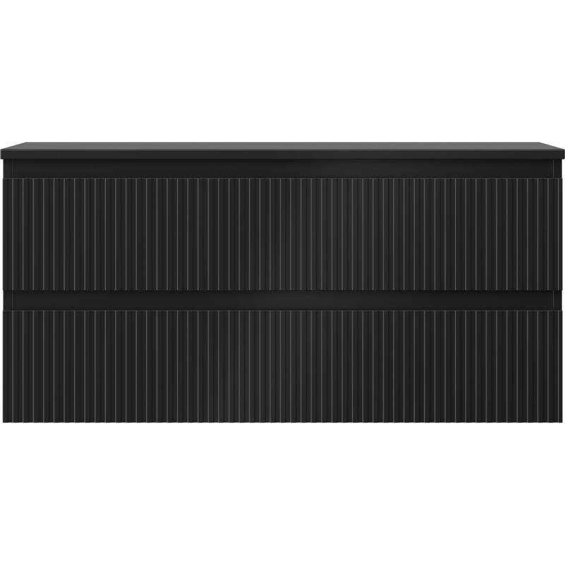 Mexen Rivel szafka łazienkowa podumywalkowa 100 cm z blatem, 2 szuflady, ryflowana , czarna mat - 91A20-10047-2-BFFC71