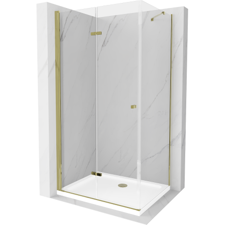 Mexen Lima kabina prysznicowa składana 90 x 100 cm, transparent, złota + brodzik Flat - 856-090-100-50-00-4010