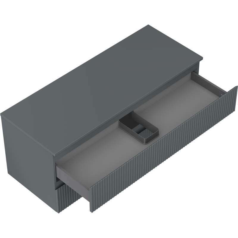 Mexen Rivel szafka łazienkowa podumywalkowa 120 cm z blatem, 2 szuflady, ryflowana , grafit mat - 91A20-12047-2-BFFC66