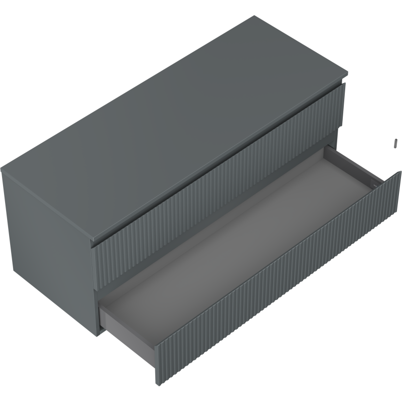 Mexen Rivel szafka łazienkowa podumywalkowa 120 cm z blatem, 2 szuflady, ryflowana , grafit mat - 91A20-12047-2-BFFC66