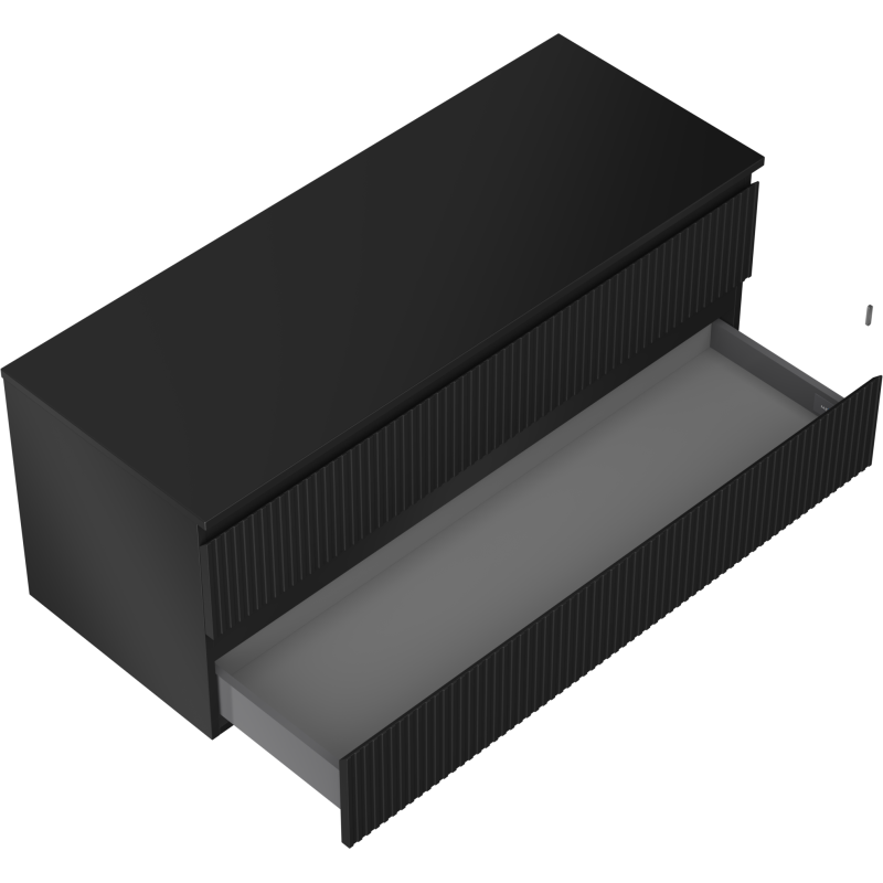 Mexen Rivel szafka łazienkowa podumywalkowa 120 cm z blatem, 2 szuflady, ryflowana , czarna mat - 91A20-12047-2-BFFC71
