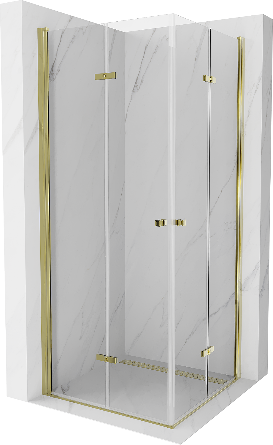 Mexen Lima Duo kabina prysznicowa składana 80 x 80 cm, transparent, złota - 856-080-080-50-00-02