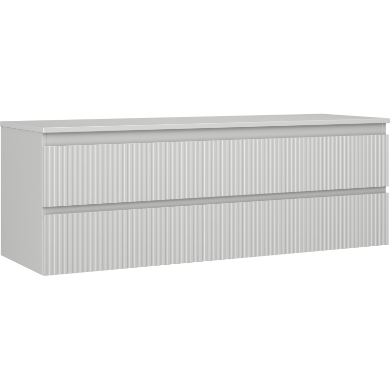 Mexen Rivel szafka łazienkowa podumywalkowa 140 cm z blatem, 2 szuflady, ryflowana , szara mat - 91A20-14047-2-BFFC62