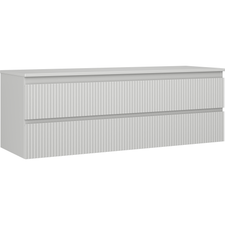 Mexen Rivel szafka łazienkowa podumywalkowa 140 cm z blatem, 2 szuflady, ryflowana , szara mat - 91A20-14047-2-BFFC62
