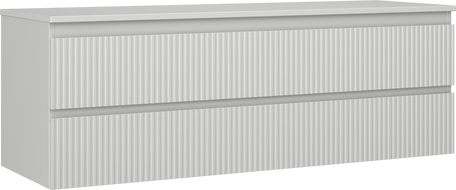 Mexen Rivel szafka łazienkowa podumywalkowa 140 cm z blatem, 2 szuflady, ryflowana , szara mat - 91A20-14047-2-BFFC62