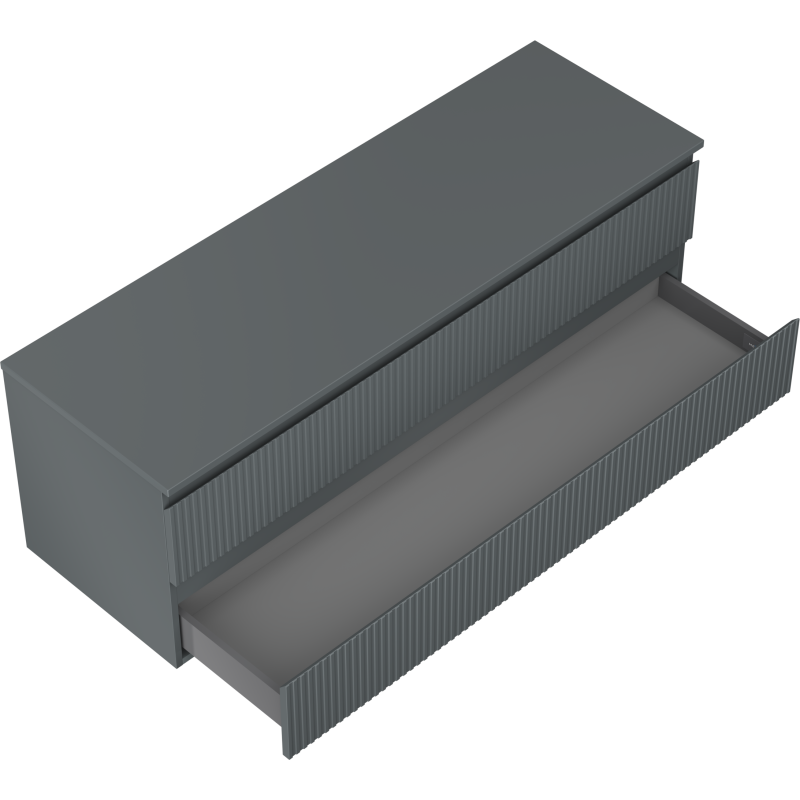 Mexen Rivel szafka łazienkowa podumywalkowa 140 cm z blatem, 2 szuflady, ryflowana , grafit mat - 91A20-14047-2-BFFC66