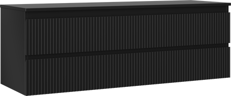 Mexen Rivel szafka łazienkowa podumywalkowa 140 cm z blatem, 2 szuflady, ryflowana , czarna mat - 91A20-14047-2-BFFC71