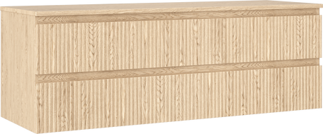 Mexen Rivel szafka łazienkowa podumywalkowa 140 cm z blatem, 2 szuflady, ryflowana , dąb - 91A20-14047-2-BFFC81