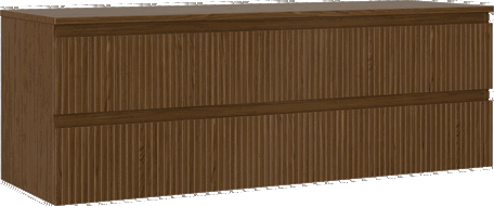 Mexen Rivel szafka łazienkowa podumywalkowa 140 cm z blatem, 2 szuflady, ryflowana , orzech - 91A20-14047-2-BFFC86