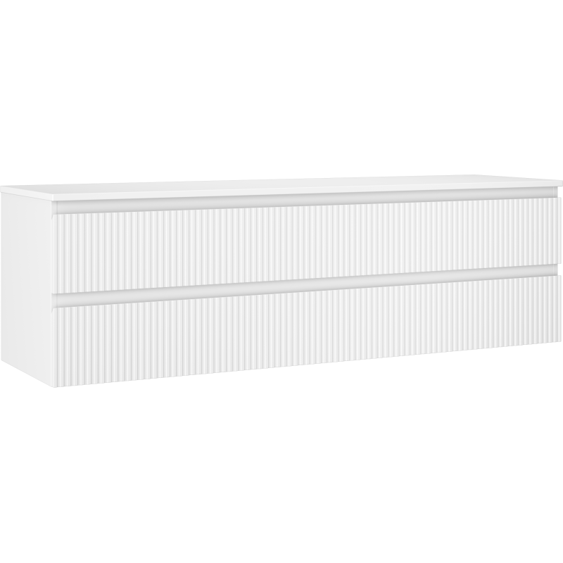 Mexen Rivel szafka łazienkowa podumywalkowa 160 cm z blatem, 2 szuflady, ryflowana , biała mat - 91A20-16047-2-BFFC01