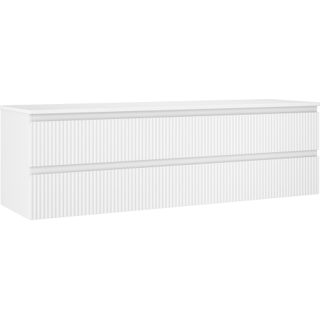 Mexen Rivel szafka łazienkowa podumywalkowa 160 cm z blatem, 2 szuflady, ryflowana , biała mat - 91A20-16047-2-BFFC01