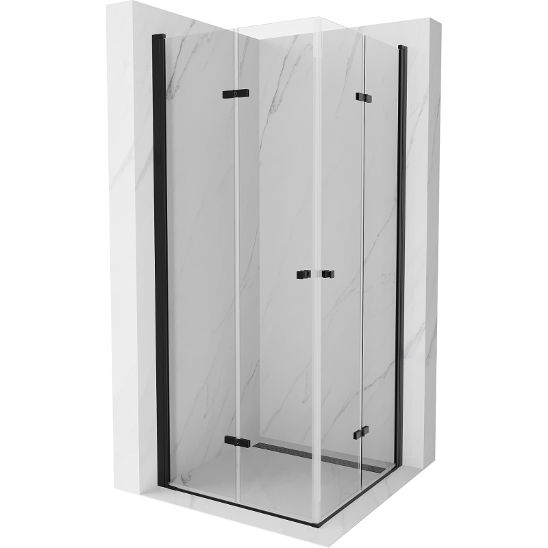 Mexen Lima Duo kabina prysznicowa składana 100 x 100 cm, transparent, czarna - 856-100-100-70-00-02