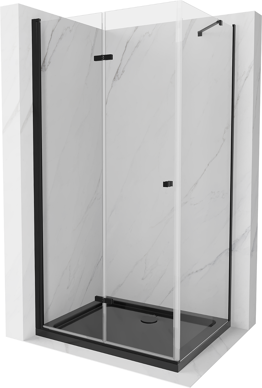 Mexen Lima kabina prysznicowa składana 100 x 90 cm, transparent, czarna + brodzik Flat, czarny - 856-100-090-70-00-4070B