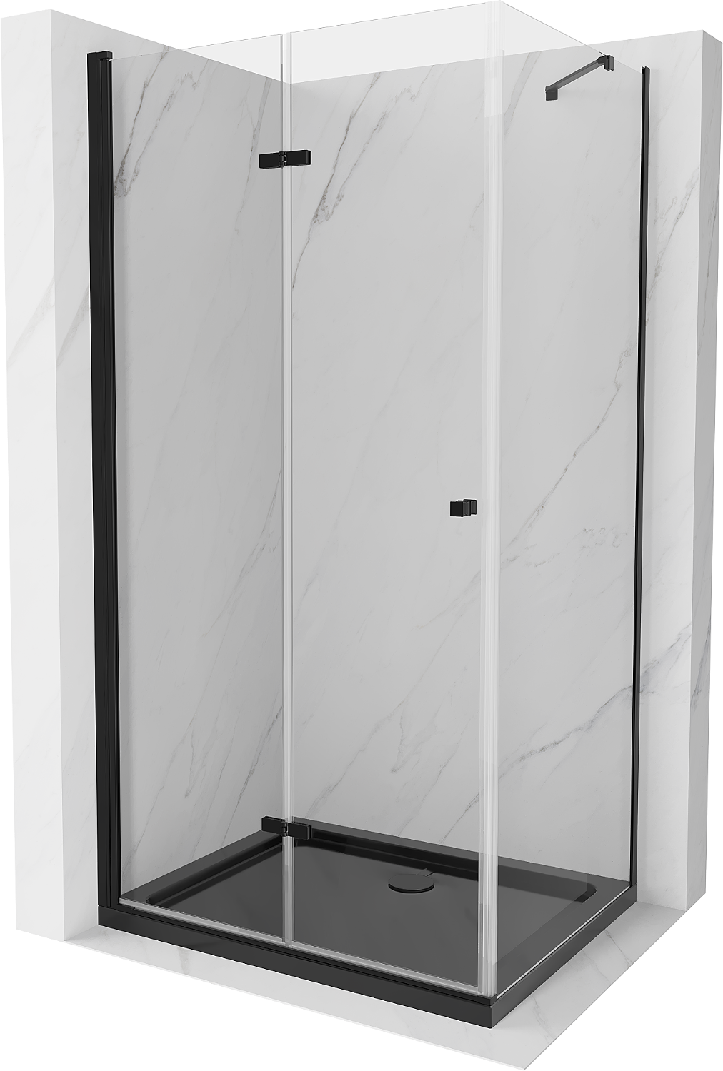 Mexen Lima kabina prysznicowa składana 80 x 120 cm, transparent, czarna + brodzik Flat, czarny - 856-080-120-70-00-4070B