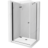 Mexen Lima kabina prysznicowa składana 70 x 80 cm, transparent, czarna + brodzik Flat, biały - 856-070-080-70-00-4010B