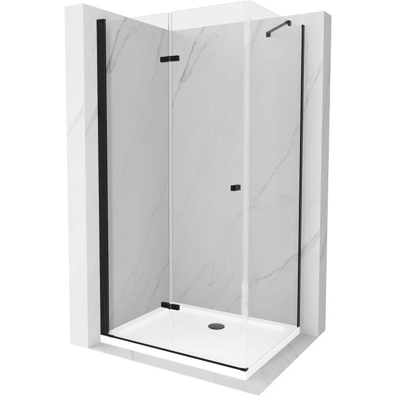 Mexen Lima kabina prysznicowa składana 70 x 100 cm, transparent, czarna + brodzik Flat, biały - 856-070-100-70-00-4010B